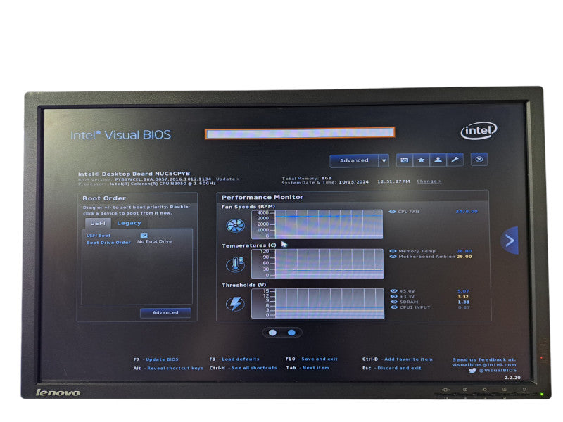 Intel NUC5CPYH Mini PC | Celeron N3050 @ 1.60GHz, 8GB Ram, No HDD/OS