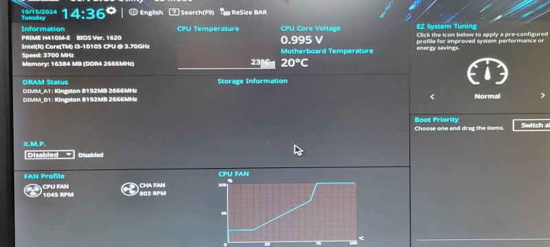 Custom/Asus Tower PC, Core I3-10105 3.7GHz, 16GB DDR4 RAM, No HDD _