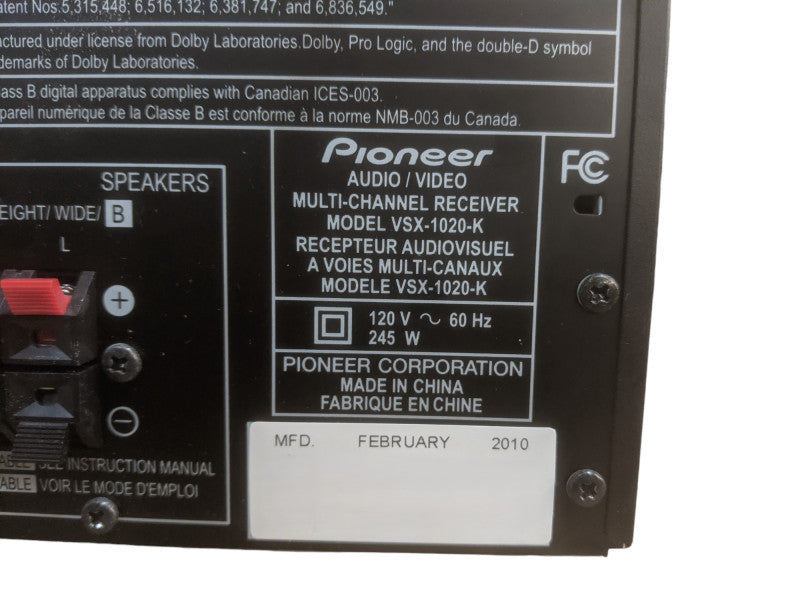 Pioneer VSX-1020-K | Audio/Video Multi-Channel Receiver | *READ*