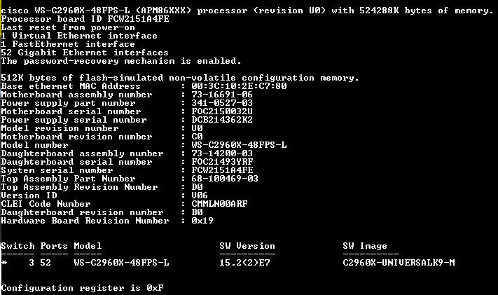 Cisco Catalyst 2960X | WS-C2960X-48FPS-L V06 | 48port Gigabit PoE | 4x SFP Q