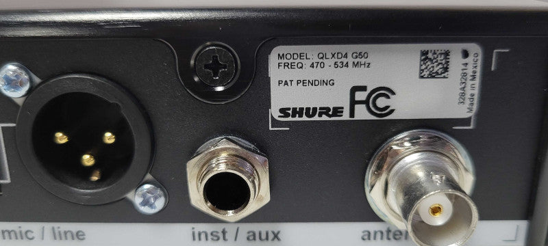 Shure QLXD4 G50 Digital Wireless Receiver G50 470-534MHz w/ Power adapter Q_