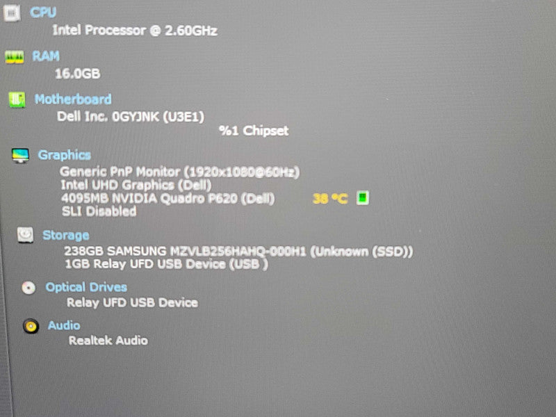 Dell Precision 3551| i7-10750H| 16GB DDR4| Quadro P620|  β Lap200
