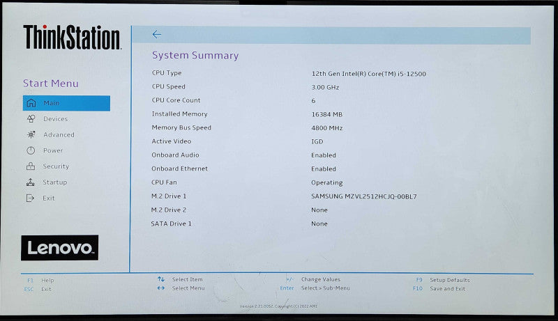 Lenovo P360 Tiny, i5-12500 3.00GHz 6C, 16GB DDR4, 512GB NVMe w/ 230W PWR