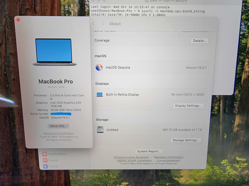 MacBook Pro 2019 16" |8-Core i9-9880H @2.3GHz 16GB RAM 1TB SSD AMD 5500M READ