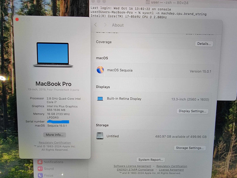 MacBook Pro 2019 13" | 4-Core i7-8569U @2.8GHz | 16GB RAM | 500GB SSD - READ