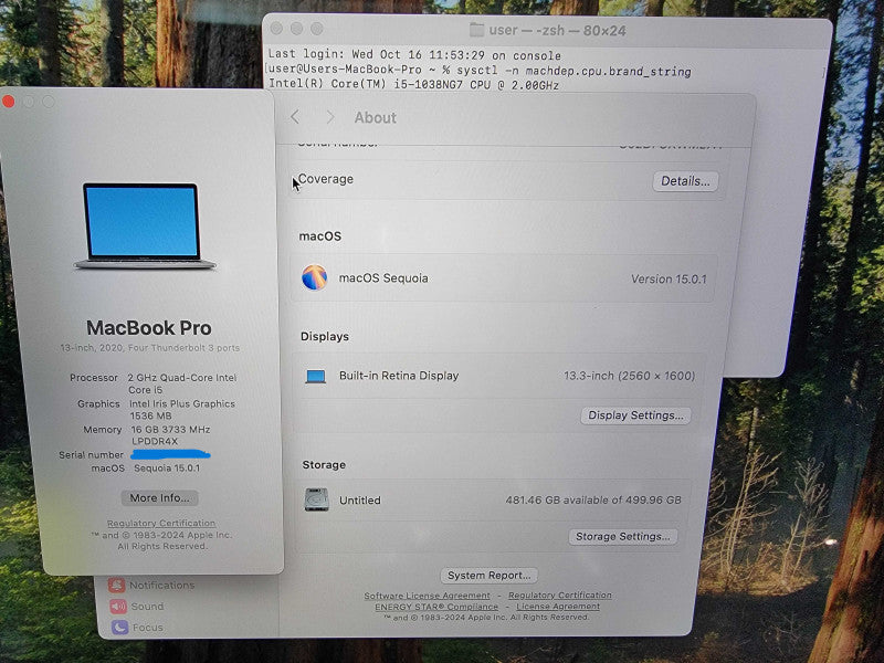 MacBook Pro 2020 13" | 4-Core i5-1038NG7 @2.0GHz 16GB RAM 500GB SSD - READ
