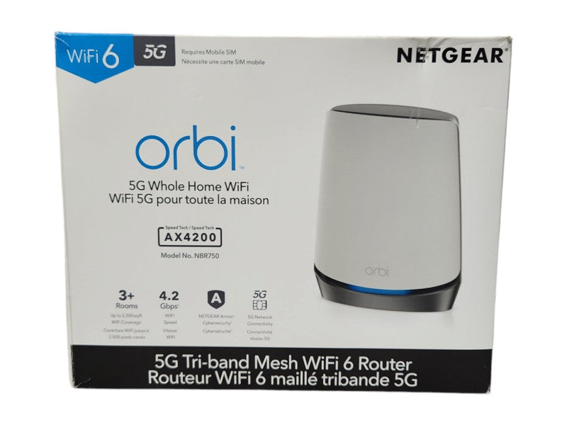 NETGEAR Orbi Whole Home Mesh WiFi AX4200 (NBR750) 5G Home Internet Router
