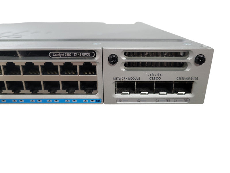Cisco WS-C3850-12X48U-S, 48-Port UPoE (12x 1/10G) Switch w/ C3850-NM-2-10G !