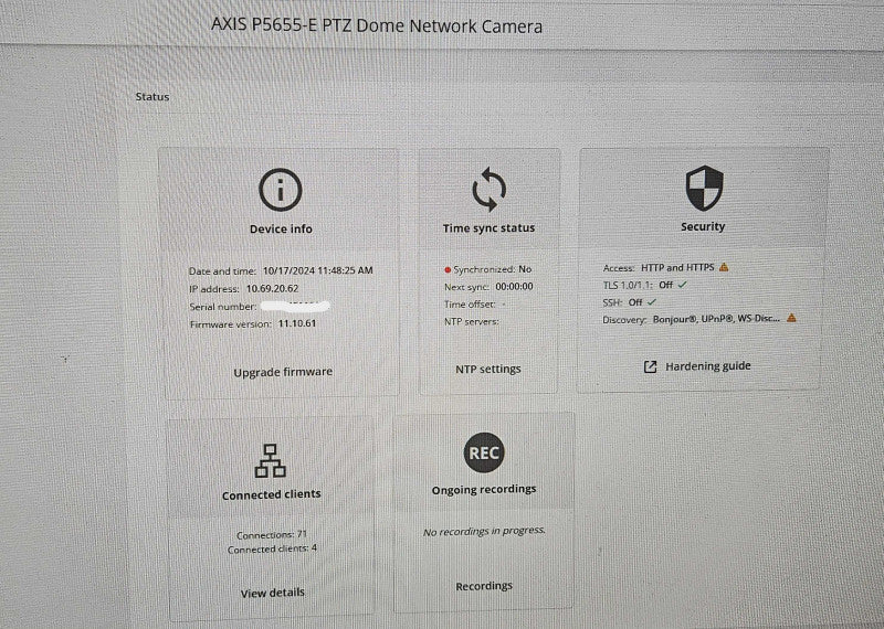 Axis Communications P5655-E 1080p 60hz Outdoor PTZ Network Camera