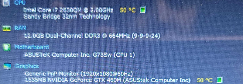 ASUS ROG G73S | i7-2630QM| 12GB DDR3 | GTX 460M AC ADAPTER  β BudLap