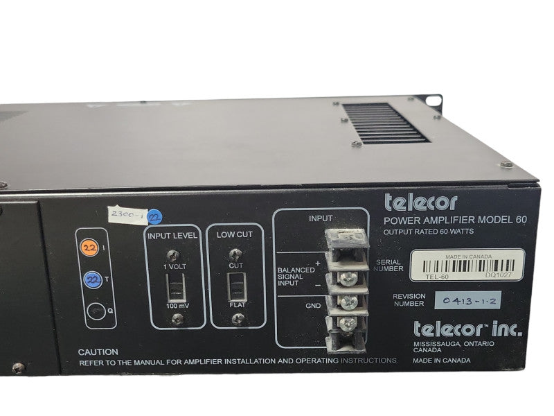 telecor Power Amplifier Model 60 , Read _