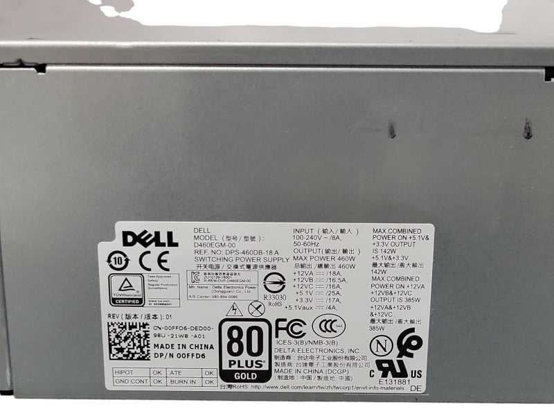 Dell Precision 3630 MT 460W 80 Plus Gold Power Supply D460EGM-00 _