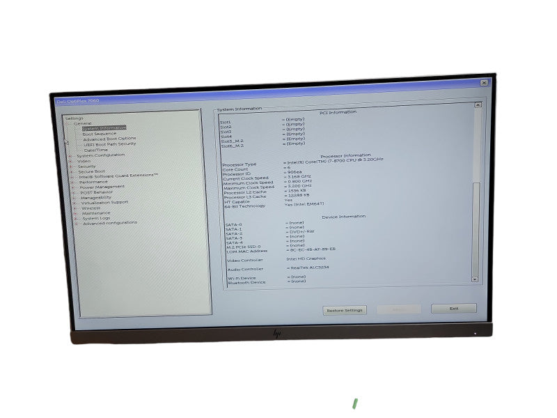 Dell Optiplex 7060 MT i7 - 8700 CPU @ 3.20GHz 16GB DDR4 Ram  Qθ