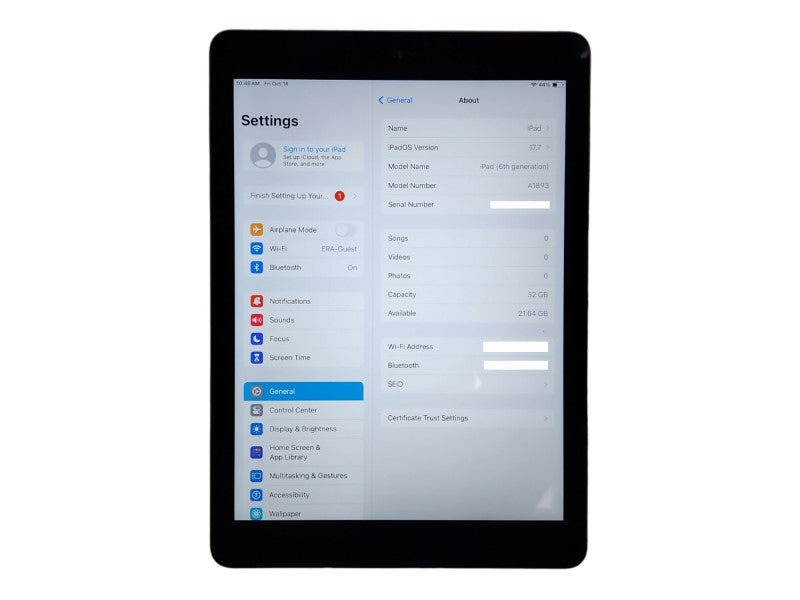 Apple iPad 6th generation 32GB, A1893, Unlocked