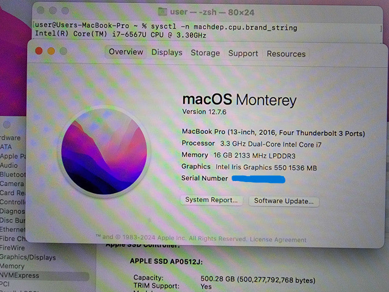 MacBook Pro 13" 2016 | 2-Core i7-6567U @3.3GHz 16GB RAM 500GB SSD - READ