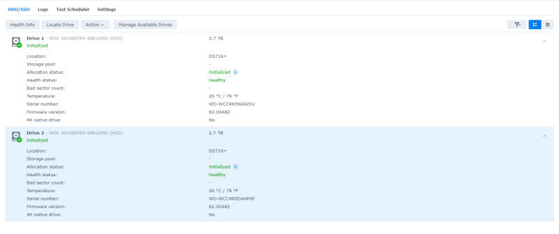 Synology 2 Bay NAS DS716+ w/ 3TB x 2 HDDs