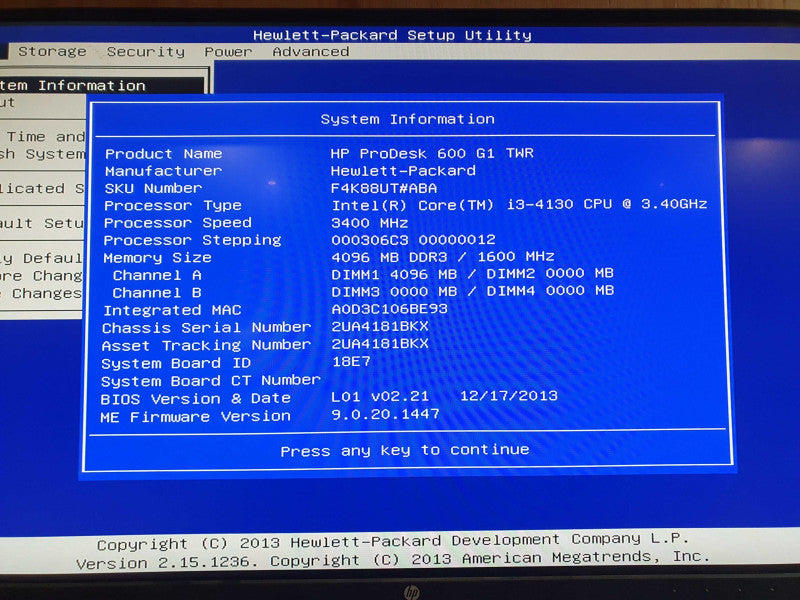 HP ProDesk 600 G1 Tower | i3-4130 @ 3.4GHz | 4GB DDR3 | NO HDD/OS