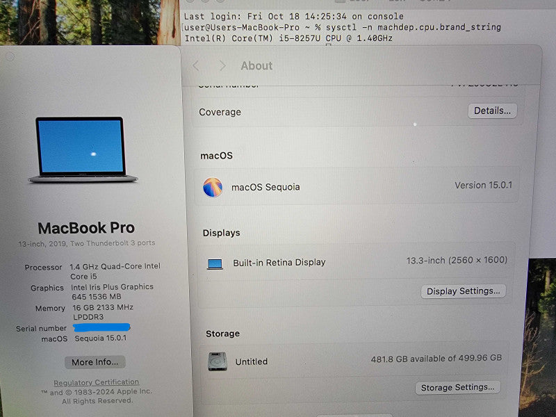 MacBook Pro 13" 2019 | 4-Core i5-8257U @1.4GHz | 16GB RAM | 500GB SSD - READ