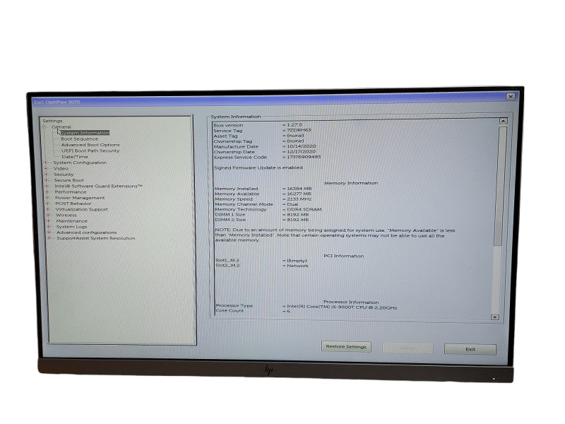 Dell OptiPlex 3070 Micro Intel i5 - 9500T CPU @ 2.20GHz 16GB DDR4 Ram  Qθ