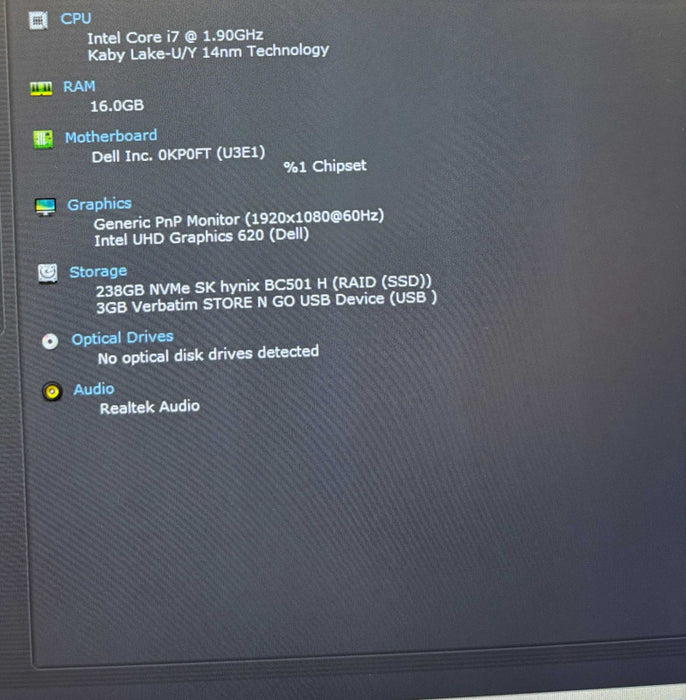 Dell Latitude 7490 Intel Core i7-8650U@1.9GHz 16GB RAM 256GB SSD  Lap200