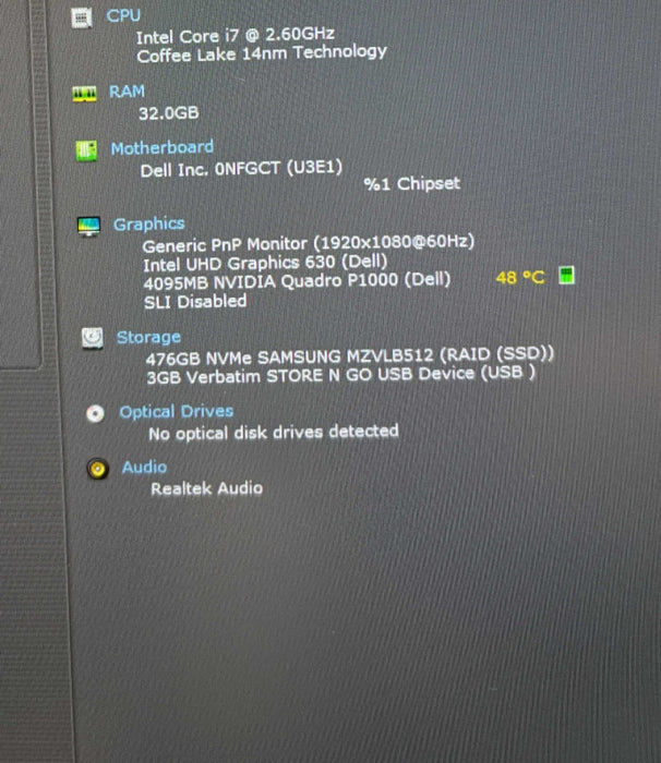 Dell Precision 5530 i7-8850H@2.6GHz QUADRO P1000 4GB GPU 32GB RAM 512GB SSD  Lap200