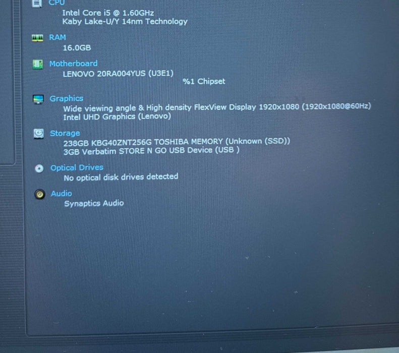 Lenovo ThinkPad E14 Intel Core i5-10210U@1.6GHz 16GB RAM 256GB SSD READ  Lap200