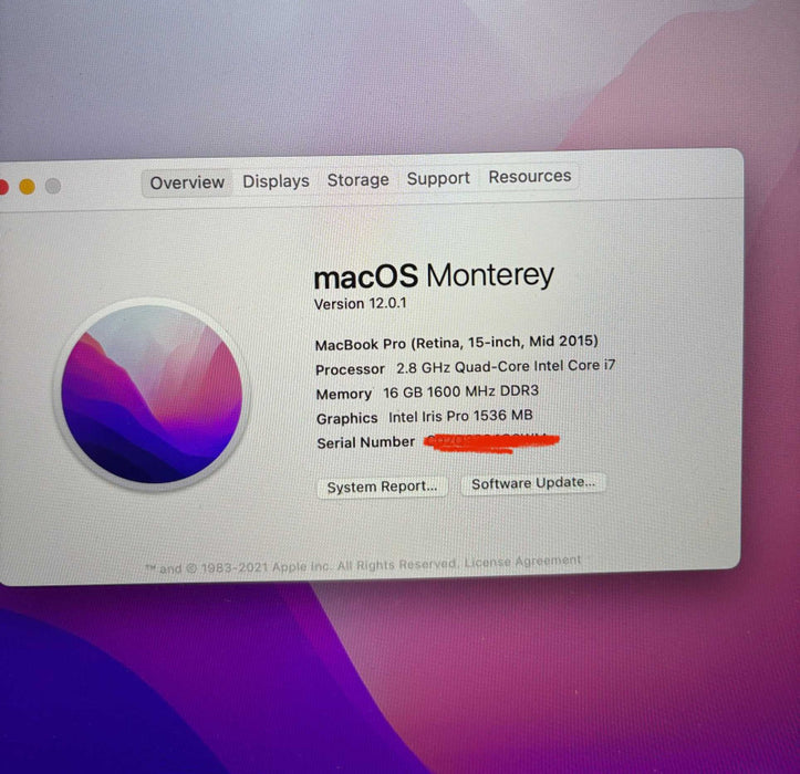 Apple MacBook Pro 15" Mid 2015 i7-4980HK Radeon R9M370X 16GB RAM 256SSD READ!