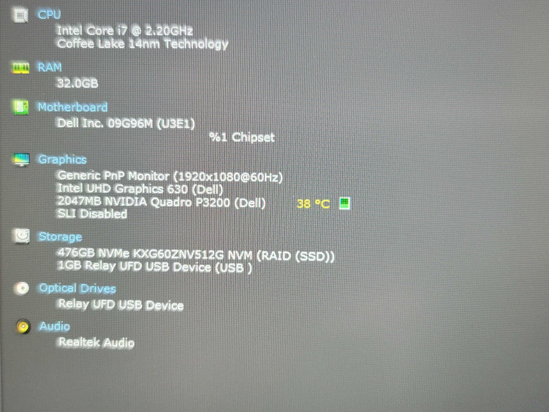 Dell Precision 7730 | i7-8750H| 32GB DDR4| Quadro P3200| 512GB SSD READ  β Lap200