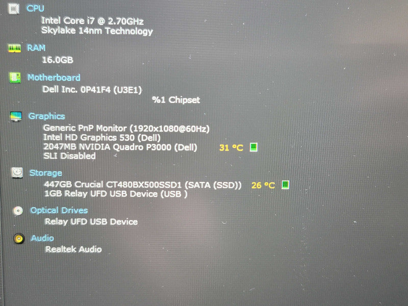 Dell Precision 7720| i7-6820HQ| 16GB DDR4| Quadro P3000| 500GB SSD READ Qβ Lap200