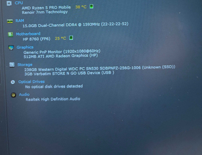 HP EliteBook 855 G7 AMD Ryzen 5 PRO 4650U@2.1GHz 16GB RAM 256GB SSD  Lap200