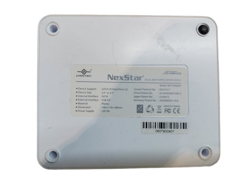 Vantec NexStar Dual Bay Hard Drive Dock Model NST-D400S3 White USB 3.0