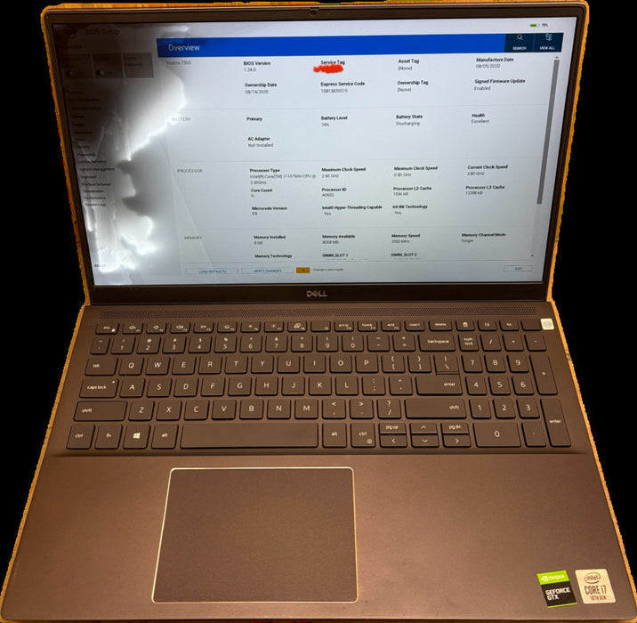 Dell Vostro 7500 i7-10750H 8GB RAM Damaged LCD For Parts/Repair READ!  Lap200