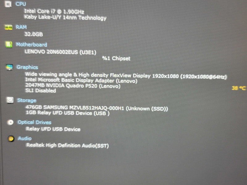 Lenovo ThinkPad P53s| i7-8665U| 32GB DDR4 | P520| 512GB SSD | READ  β Lap200