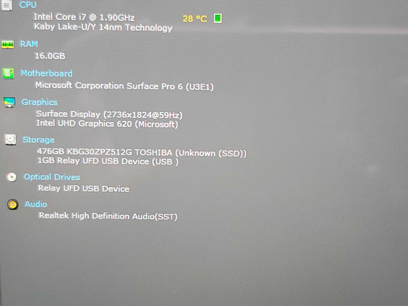 Microsoft Surface Pro 6 1796| i7-8650U| 16GB DDR3L| 512GB SSD | w/ dock READ  β Lap200
