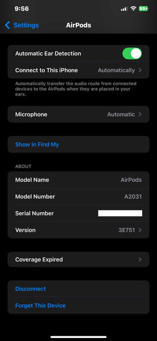 AirPods 2 Model: A2032, A2031 w/ Lightning Charging Case Model: A1602