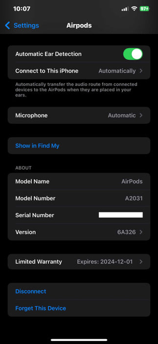 AirPods 2 Model: A2032, A2031 w/ Lightning Charging Case Model: A1602