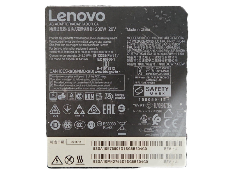 Lenovo 230W 20V 11.5A AC Adapter Charger, Model: ADL230NDC3A