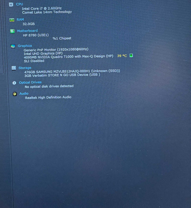 HP ZBook Fury 17 G7 i7-10750H QUADRO T1000 4GB GPU 32GB 512SSD READ! Q Lap200