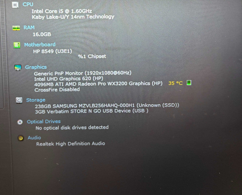 HP ZBook 14u G6 i5-8265U Radeon Pro WX3200 4GB GPU 16GB RAM 256GB SSD READ!  Lap200