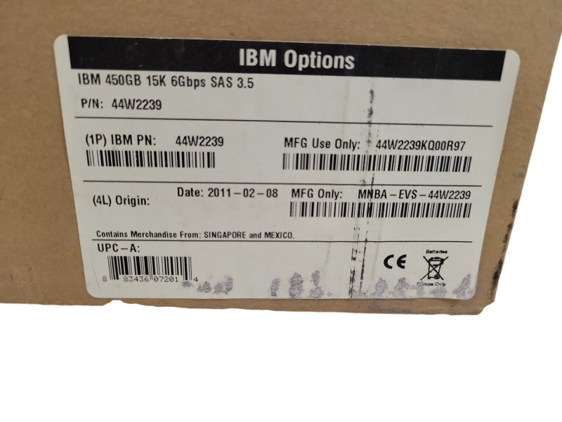 IBM 44W2239 44W2241 44W2240 NEW 450GB 15K 6GBPS SAS 3.5" HS HARD DRIVE %