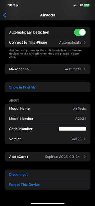 AirPods 2 Left side Ear Buds only A2031 w/ Lightning Charging Case