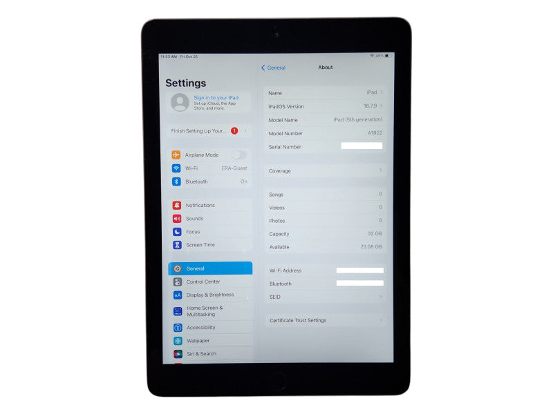 Apple iPad 5th Gen 32GB (A1822) WiFi Only, Unlocked