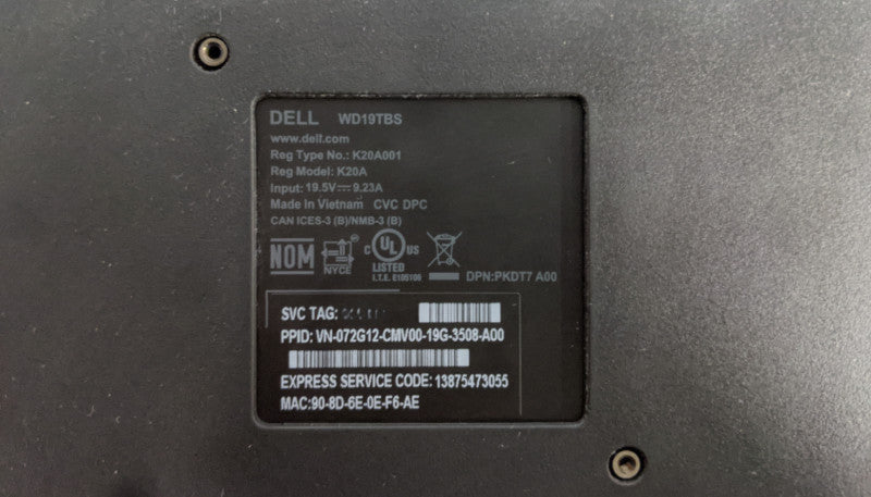 Dell WD19TBS K20A001 Thunderbolt DP HDMI Docking Station | *READ* Q