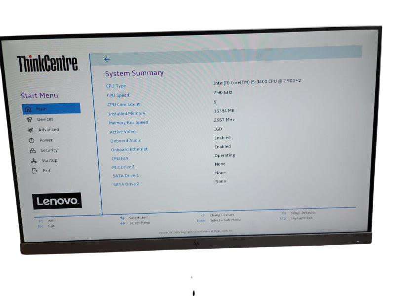 Lenovo ThinkCentre M720e SFF Intel i5 - 9400 CPU @ 2.90GHz 16GB DDR4 Ram θ