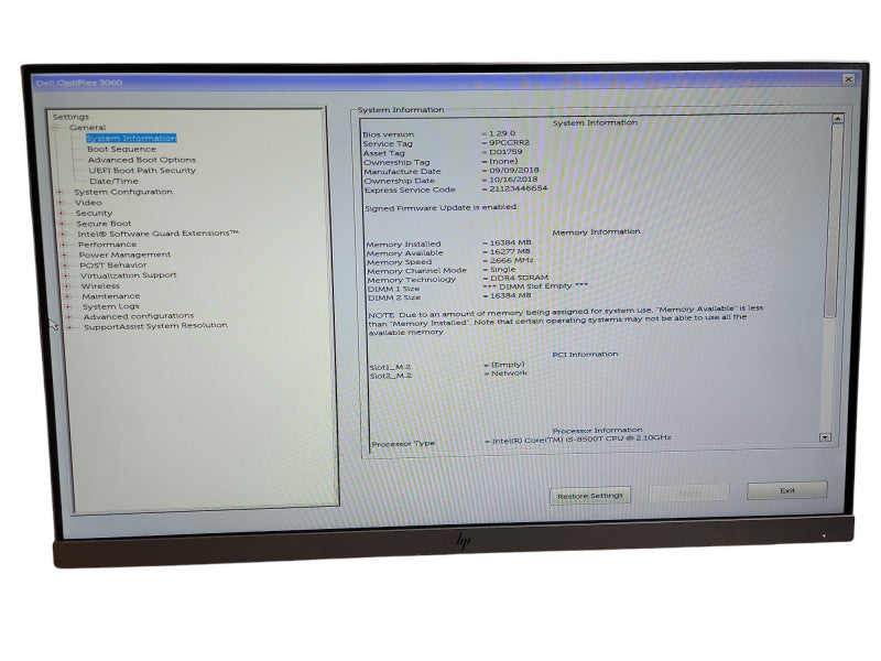 Dell OptiPlex 3060 Micro Core i5 - 8500T CPU @ 2.10GHz 16GB DDR4 Ram  Qθ