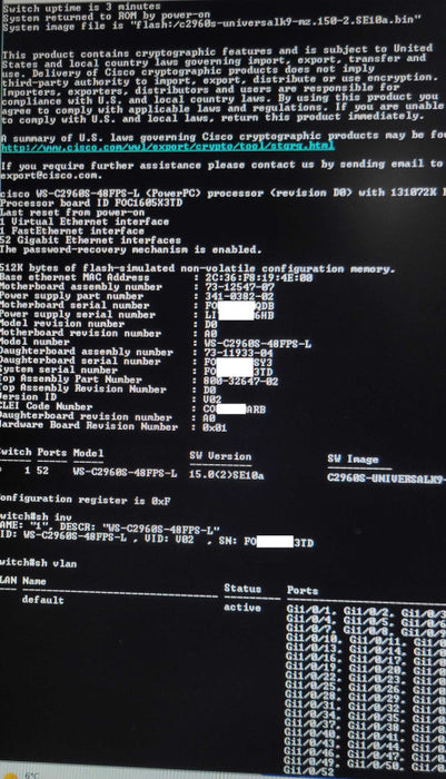 Cisco WS-C2960S-48FPS-L V03 48 Port Gigabit PoE+ Managed Switch Q_