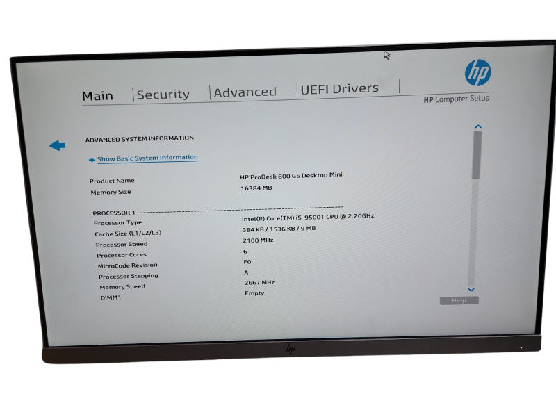 HP ProDesk 600 G5 Mini PC i5 - 9500T CPU @ 2.20GHz 16GB DDR4 Ram  Qθ