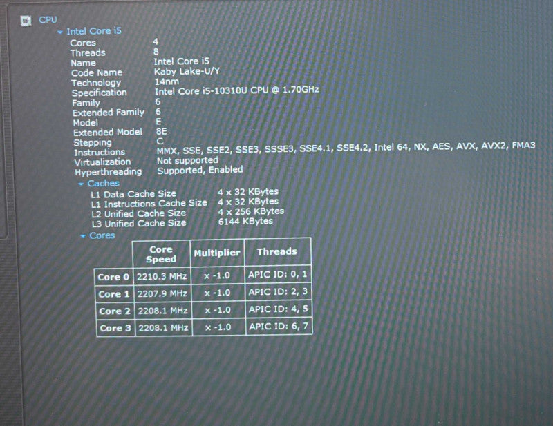 Lenovo ThinkPad T14 Intel Core i5-10310U@1.7GHz 16GB DDR4 RAM 256GB NVMe SSD  Lap200