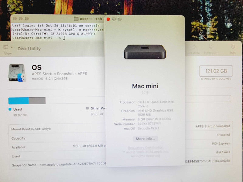 Apple Mac Mini 2018 4-Core i3-8100B @ 3.6GHz 8GB DDR4 120GB SSD (