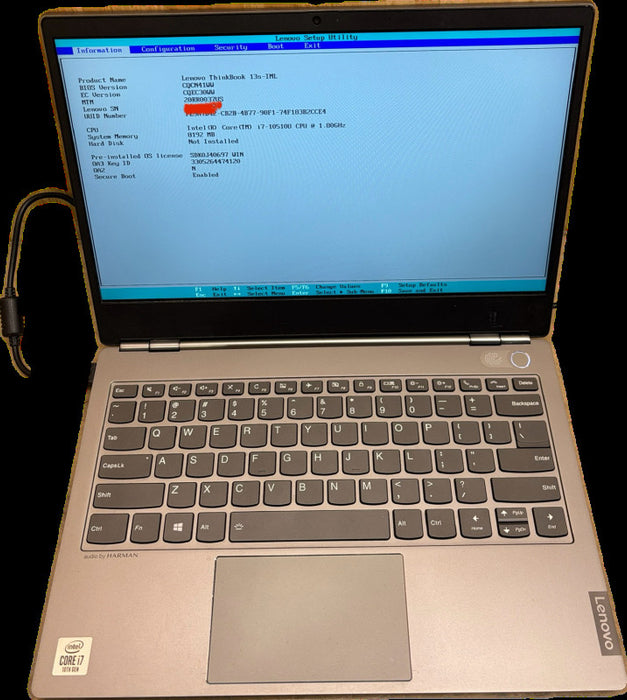 Lenovo ThinkBook 13s-IML i7-10510U 8GB RAM No Battery For Parts/Repair READ! Q Lap200